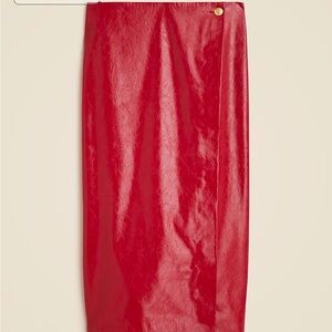 Collection wrap skirt in faux patent leather